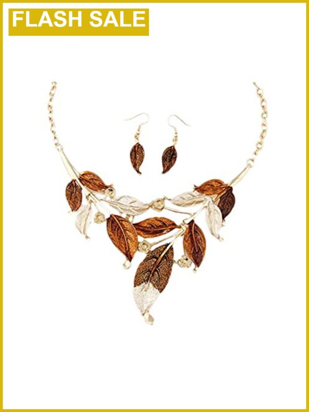 Boho Leaf Rhinestone Jewelry Set Necklace & Earrings Alloy Vintage Wedding Party